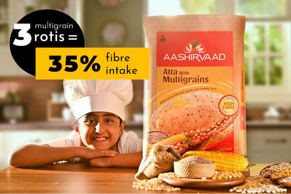 3 multigrain rotis fulfill 35 percent of daily fibre intake 3